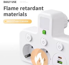 3 Fach EU Steckdose Mehrfachstecker Steckdosenleiste Adapter Mit USB NEU