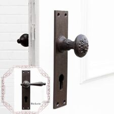 Türbeschlag mit Türklinke & Knauf für Haustüren,  edler Knauf |PZ72| Eisen braun