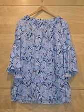 ** ULLA POPKEN ** Tunika/Bluse hellblau mit Kirschblütenmuster 42/44 ** NEU **