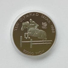 Korea 10000 Won 1988 PP 1Unze 999 Silbermünze Springreiter Olympia Seoul 1988