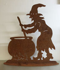 Hexenküche 60x55cm Hexe mit Kessel Hexenkessel Hexen Rost Edelrost Hexe Kessel