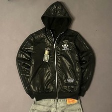 *Seltene* Adidas Chile 62 Gefüttert Jacke S Black – Shiny Vintage Y2K Pasha