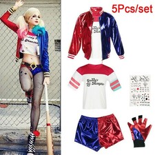 Dame Karneval Harley Quinn Cosplay Kostüm Set Suicide Squad Jacket Outfit Suit