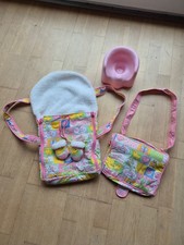Baby Born Fusssack, Fahrradsitz, Wickeltasche, Töpfchen, Kleidung, Bügel gebrauc