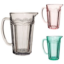 Krug Karaffe Glas Kanne 1L grau grün rosa Kanne Glaskrug Saft Wasser Tee Vintage