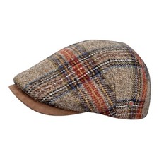 Schiebermütze FLATCAP Donegal-Tweed irish classic check/ grau kariert