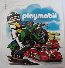 Werbe-Aufkleber Playmobil Motorsport Autorennen Motocross MX Enduro 80er 