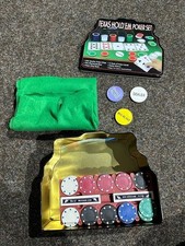 NKD Texas Hold'em Poker Set 200 Chips 2 Kartendecks Dealer Buttons Metallbox