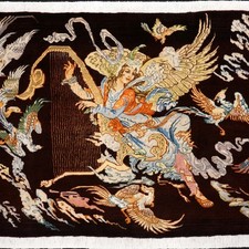 Orient Teppich Täbriz 112 x 78 cm Seide Tabriz Engel Perserteppich Handgeknüpft