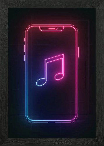 Telefon musik neon gerahmtes - telefon,