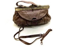 Vintage Braune Leder Arzt/Doktortasche Hebammentasche 36cm Messing Schultergurt