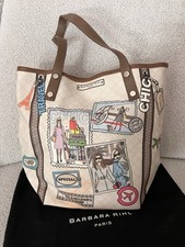 Barbara Rihl Leder Tasche Schultertasche Beige/bedruckt, Staubbeutel, Hoher NP