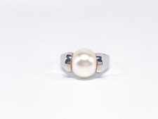 Silber Perlen (weiß-beige) Ring | Silberschmuck | Ø 14,2 mm | Gr. 59/60 | 925er