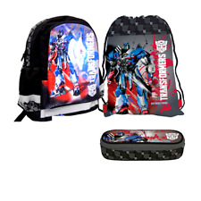 TRANSFORMERS ROBOTER 3 Teile Set SCHULRUCKSACK RUCKSACK TASCHE Schultasche blau