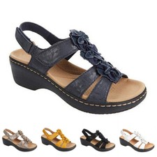 Damen Orthopädische Sandalen Keil Freizeit Sommer Komfort Flache Schuhe Slipper 