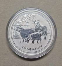 8 $ Dollar Lunar II Ziege - Goat Australien 5 oz Silber BU 2015