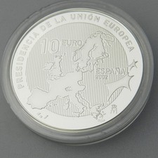Spanien 10 Euro 2002 Spanische Ratspräsidentschaft in Silber & PP & Holzbox - B