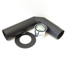 Rauchrohr Ofenrohr Bogenset Kaminrohr Winkelset Schwarz-Metallic Stahl Ø 150mm