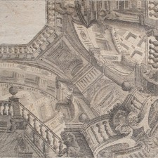 Architektur Zeichnung Barock Tromp l'oeil Tusche Ornamentik original unsigniert