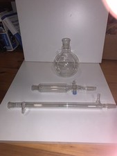 Laborglas Konvolut Standkolben, Tropftichter mit Druckausgleich, Liebigkühler