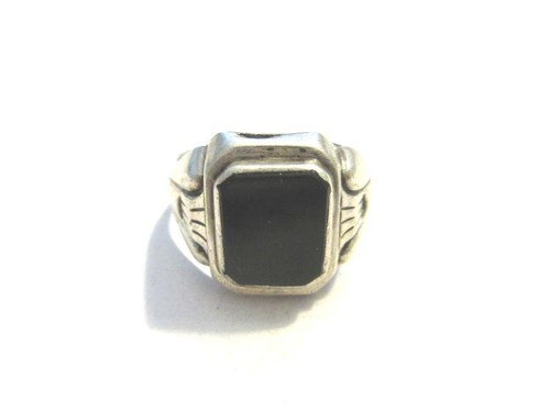 Antiker silberring onyx - antiker, stein
