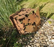 Luxus Designer Skulptur Edelrost Deko Würfel Unikat Herbstblätter 30x30x30 cm