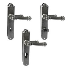 Schmiedeeisen Langschild Garnitur antikfärbig Zimmertür Langschildgarnitur