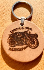 Schlüsselanhänger Leder Amulett URAL DNEPR Russisches Gespann Beiwagen Boxer
