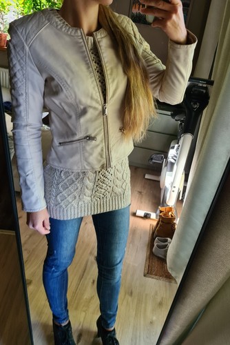 Kunstleder jacke creme beige - creme,