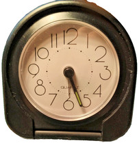 Quarz-Reisewecker klappbar analog - rund - schwarz