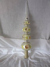 Megagroße Christbaumspitze, 47cm! Glas, silber/Gold, Weihnachten, wohl Thüringen