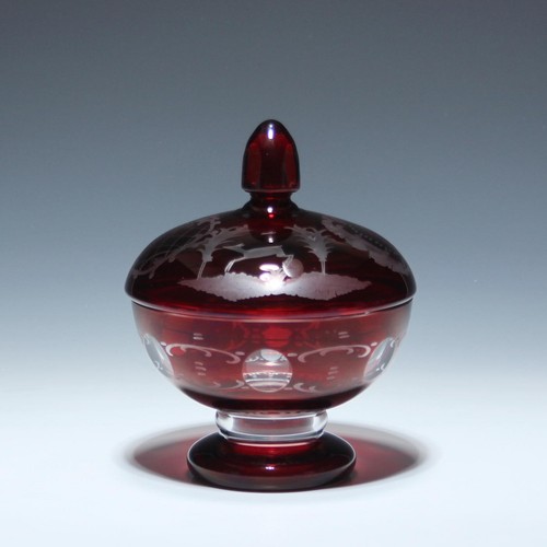 Glasdose mit jagdgravur - mit,