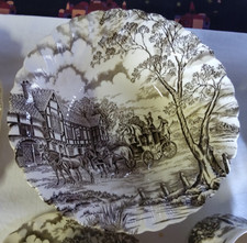 Servierschüssel, Myott Staffordshire "Royal Mail" schwarzbraun weiß, 1A-Zustand