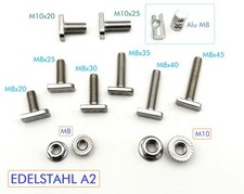Edelstahl Hammerkopfschrauben M10x20 25, M8x20 25 30 35 40 45 / Mutter M8 M10