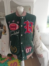 Vintage College Baseball Jacke Wolle und Leder mit schönen Patches Größe M