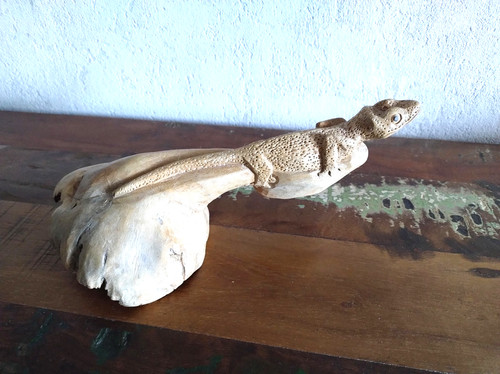 Dekoration holzfigur geko - dekoration, (geko