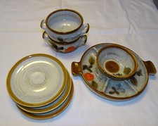 Suppentassen + Servierteller SMF Mandarin Schramberg, Keramik, sehr gut erhalten
