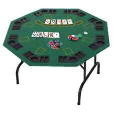 Klappbarer Pokertisch 8 Spieler Spiele Stahlfuß mit Chip Getränkehalter NEU UK