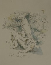 Rudolf Großmann (1882-1941) Liebesakt in der Natur. Lithographie 1920 Signiert