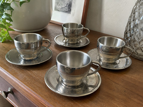 Vintage tassen set edelstahl - set,