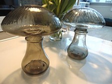 2 LED-Leuchte Pilz aus Glas, braun, wunderschöne Deko