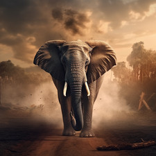 Wandbild elefant steppe afrika - elefant,
