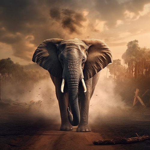 Wandbild elefant steppe afrika - wandbild,