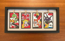 Super Mario Hanafuda Postkarten in Bilderrahmen Holz schwarz