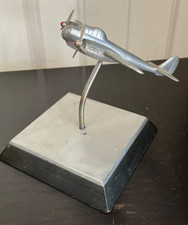 Militär Alu Tisch ModellFlugzeug Holz Sockel 12x15cm Handarbeit Deutsches Reich