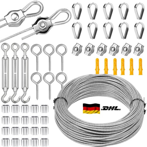 Stahlseil drahtseil 50m - stahlseil, set