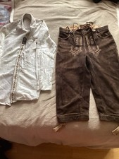 Trachten Anzug Lederhose Echt Leder + Hemd Kinder Gr. 170-176 Jungen Top