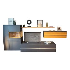 Musterring Wohnwand Aterno Front Und Korpus Schiefergrau Grau Absetzung 