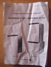 De Dietrich Technische Hinweise Gaskessel Dietrigaz  S 200 M 200 DTG S 200 gebr.