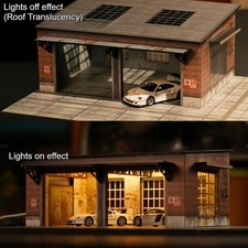 Diorama 1:64 Altes Fabrikgebäude Modell Garage Reparatur Szene Parkplatz Modell